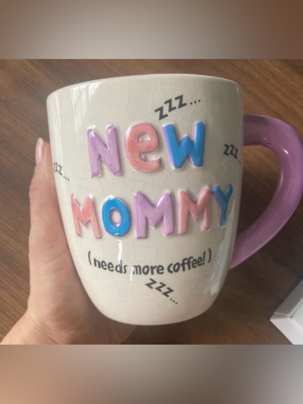 NEW MOMMY Ceramic Coffee Mug - Pink, Blue, Purple